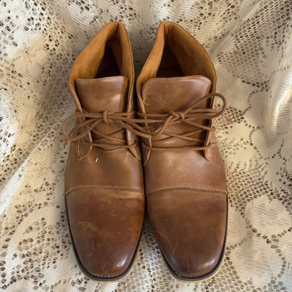 Steve Madden Men's US 14 Dark Tan Leather Chukka Ankle Boots